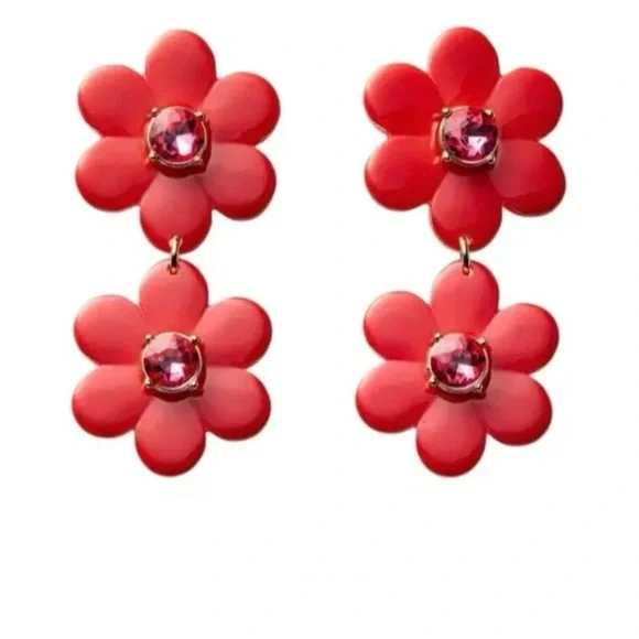 Kate Spade New York x Target Limited Edition Floral Linear Earrings in Red NIB - Picture 5 of 8